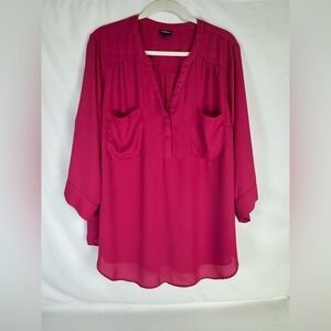 Torrid Harper Georgette Blouse - Berry Red - 3X
